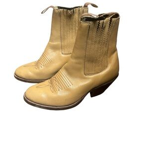 7 SIETE LEGUAS Tan Cowboy Boots Roper Western 8W Leather Handcrafted Mexican EUC